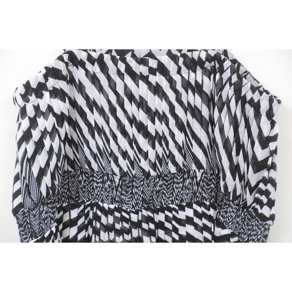Lane Bryant PLUS 18/20 Chevron Pleated Black/White Maxi Summer Vacation Dress - Picture 8 of 16